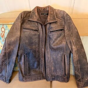 Black Rivet by Wilson Leather Men's Brown Leather Jacket, size M